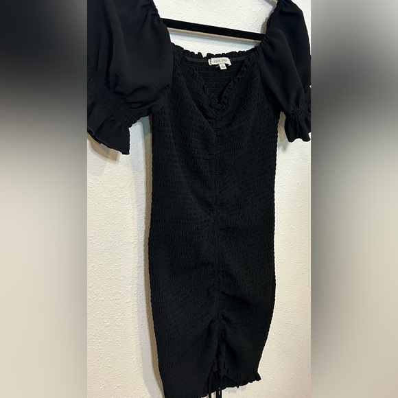 Love Tree Black Ribbed Ruched Mini Dress Size Large - Picture 2 of 5